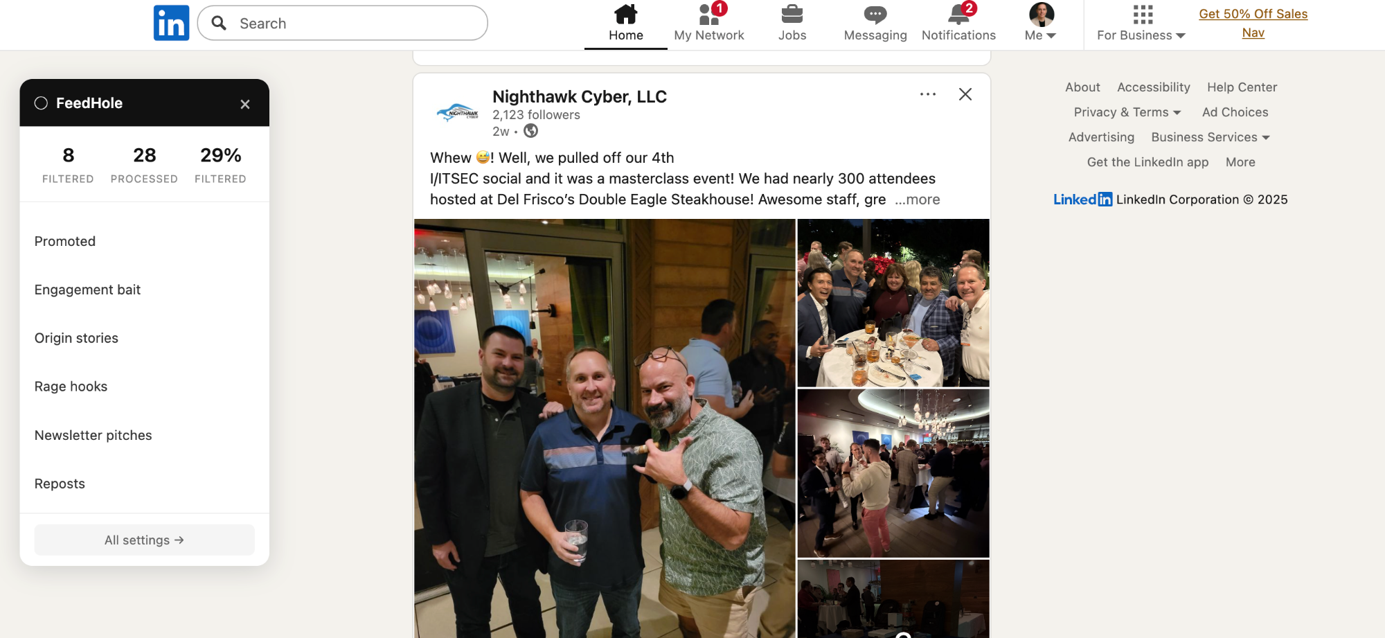 FeedHole filtering LinkedIn feed